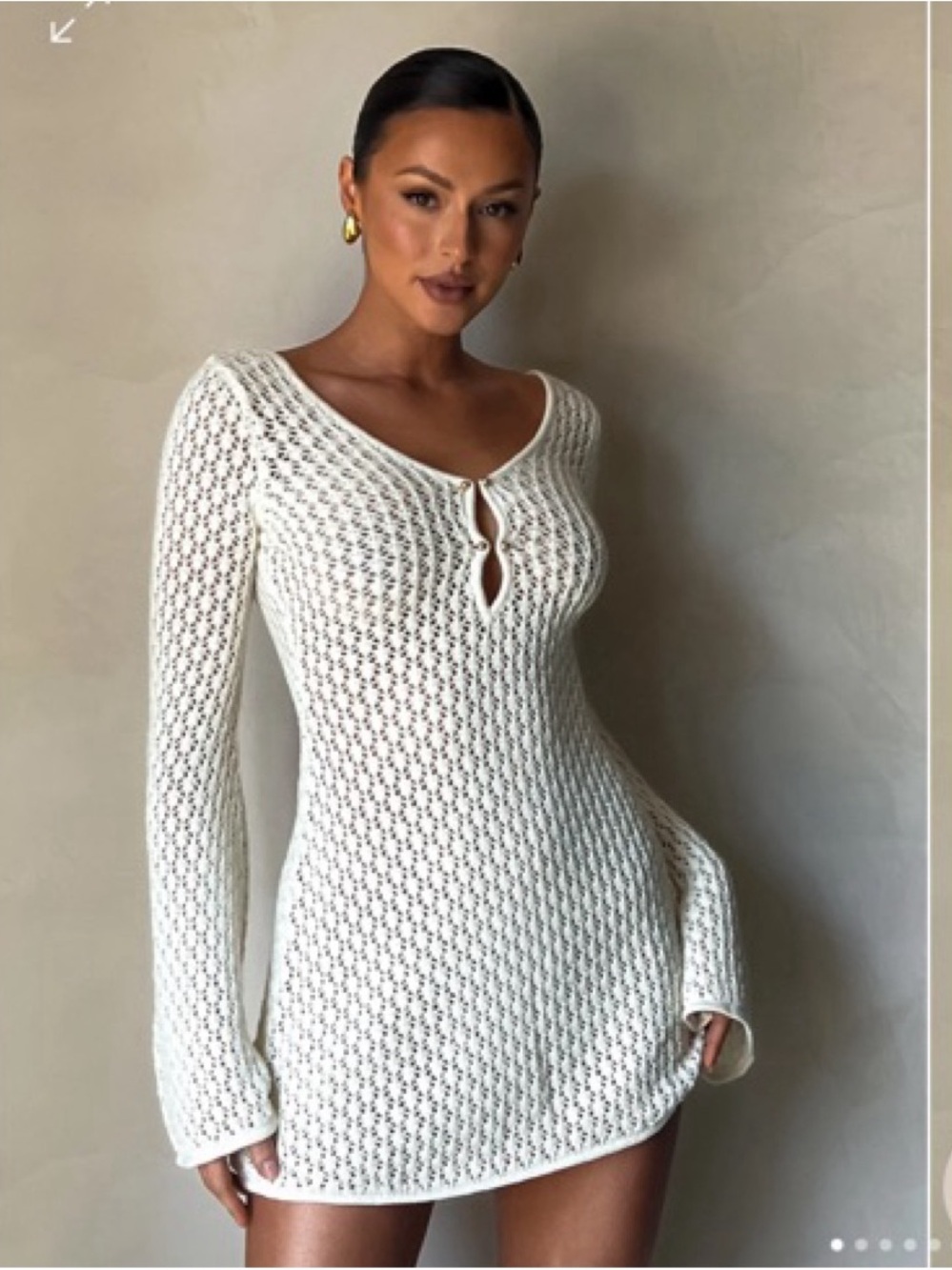 Meshki Kayleigh Crochet Knit Mini Dress